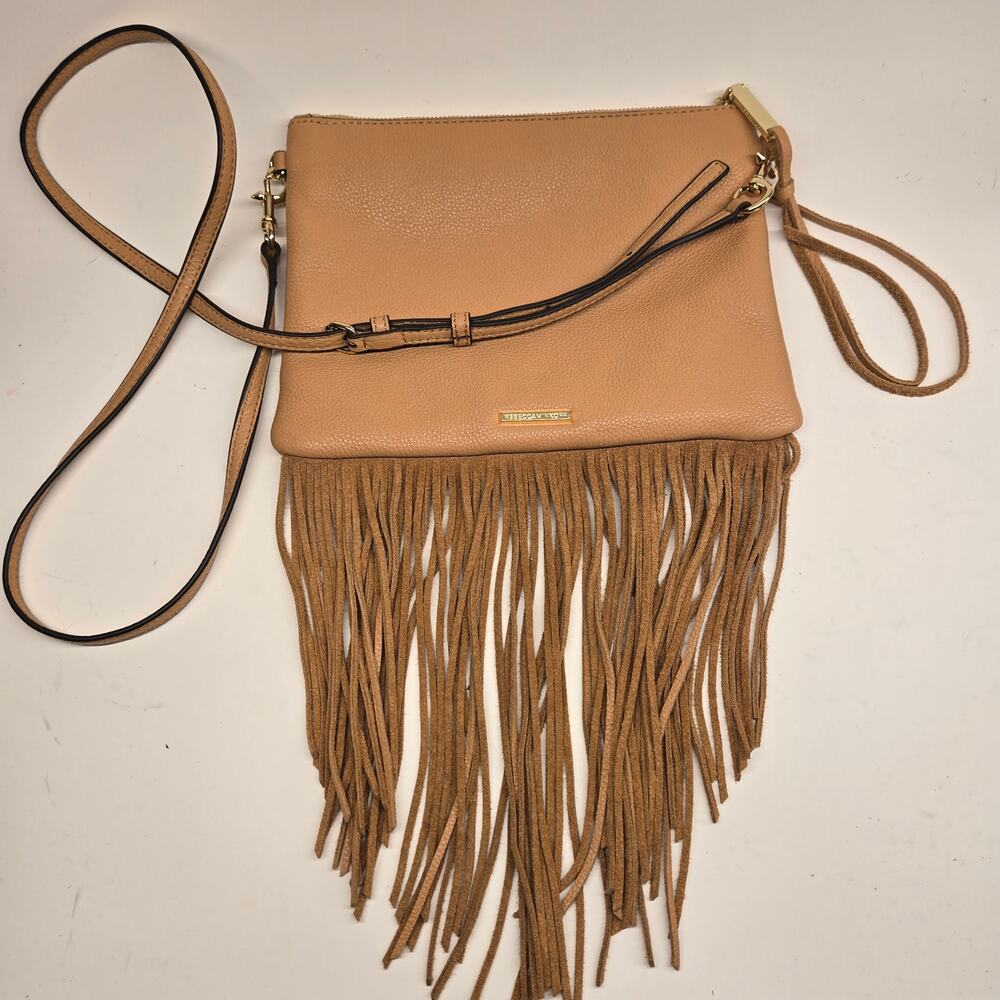 Rebecca Minkoff Tan Leather Fringe Crossbody Bag - Boho Western - Picture 2 of 9
